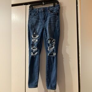 American Eagle Outfitters Ripped Blue Skinny Jeans